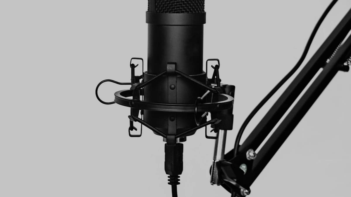 Use case: a podcast microphone on a boom arm ready for recording